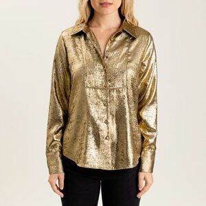 S'edge Trixie Gold Blouse Bronze- L NWOT